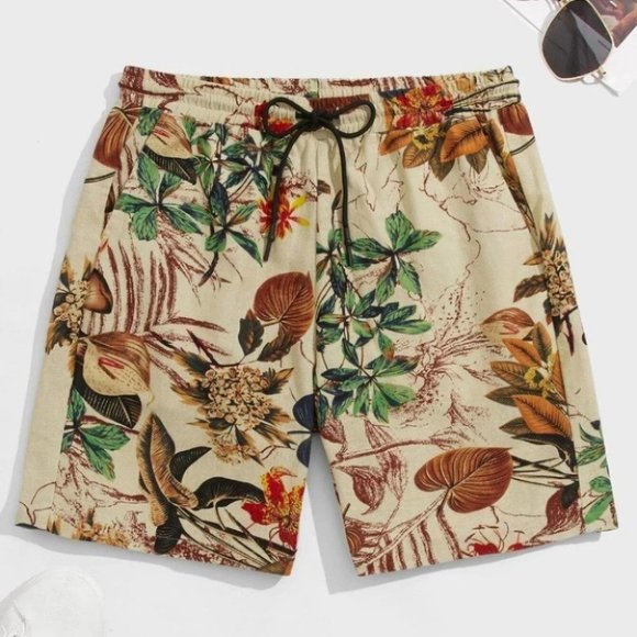. Other - Tan Tropical Vacation Style Men's Shorts